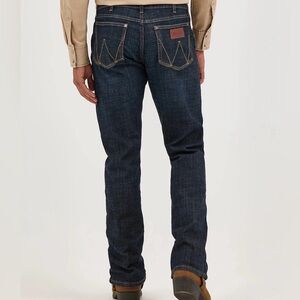 Wrangler (30x32) Mens Retro dark blue Jean Slim FIt Bootcut western denim pants